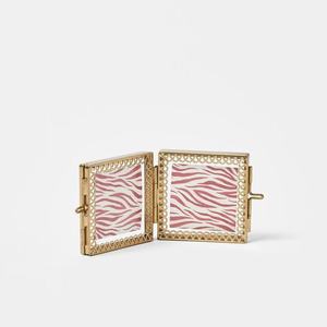 Rectangular Brass Photo <b>Frame</b> With Tiger Pattern <b>Gold</b> Tone Handmade Tabletop Display Vertical Orientation - Product Image 3