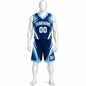 Ensemble de maillots de basket-ball sublimés personnalisés pour hommes, col en V, sans manches, en mesh, vert et noir rayé, 100% polyester, coupe athlétique - Product Image 3