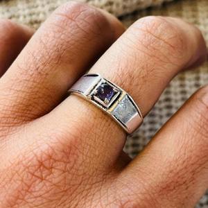 Trendy High Demand Geometric Amethyst Brass <b>Ring</b> <b>Silver</b> Plated <b>Adjustable</b> Tribal Latest <b>Ring</b> Wholesale <b>Ring</b> For Men's - Product Image 5