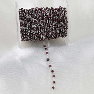 3mm 4mm Natural Red Garnet 925 Sterling <b>Silver</b> <b>Rosary</b> <b>Beads</b> Necklace Wholesale Faceted Rondelle <b>Beads</b> Chain Manufacture - Product Image 4