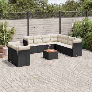 Ensemble de canapés de jardin modulaires moyens en rotin PE noir, meubles d'extérieur élégants et durables - Product Image 1