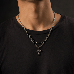 925 Sterling <b>Silver</b> Layered Pendant Goth Cross Pendant Punk Chain <b>Choker</b> For Women - Product Image 6