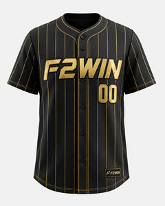 F2WIN เสื้อเบสบอลสีขาวลายทางแขนสั้นกระดุมด้านหน้าสำหรับผู้ใหญ่ระบายอากาศได้ดีแห้งเร็ว 100% โพลีเอสเตอร์ชุดกีฬา - Product Image 5