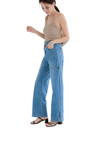 Jeans en denim droit pour femmes de haute qualité respirant taille moyenne Design Style Streetwear lavé pour toutes les saisons pour l'été - Product Image 2