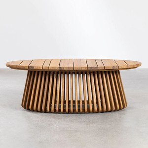 Mesa de Centro Moderna Minimalista Ovalada con Tapa Elevable, Madera Hecha a Mano, Mueble Duradero para Sala de Estar, Material de Teca, Modelo Christy - Product Image 6
