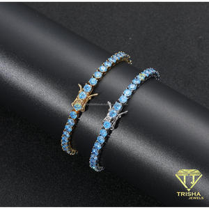 Collar de diamantes azules cultivados en laboratorio de primera calidad, con múltiples filas, en plata de ley 925 con baño de oro, para proveedores mayoristas. - Product Image 3
