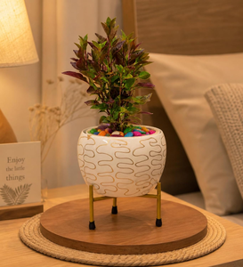 Maceta de Metal Pitalnagi Meenakari Hecha a Mano, Maceta Decorativa para Plantas de Interior y Exterior, Artesanía Tradicional India - Product Image 3