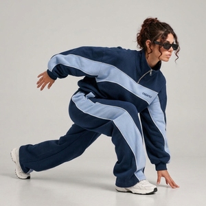 Conjunto Deportivo de Felpa para Mujer, Sudadera con Cierre de Cremallera, Pantalones Anchos, Ropa Casual de Calle, Conjunto de Dos Piezas, Ropa Deportiva Premium ONEAPEX - Product Image 1