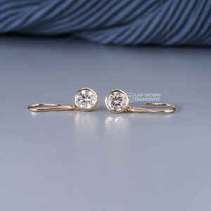 Pendientes de Aro de Oro Amarillo de 14K con Moissanita de Corte Redondo para Mujer, 2.06ct, 2 Piedras, Joyería de Lujo para Aniversario de Bodas, Regalo Chapado en Oro - Product Image 5
