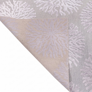 Tapis en laine beige ivoire à motif corail, antidérapant, écologique, avec texture botanique en relief, pour salon, chambre, hôtel - Product Image 6