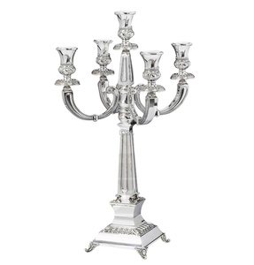 Customized 5 Arms Metal <b>Candelabra</b> Silver Finished Floor <b>Candelabra</b> for Home Wedding and Christmas Decorations - Product Image 1