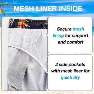 Pantalones cortos de secado rápido para hombre, estampado de palmeras, cintura elástica con cordón, camisa blanca colorida informal para vacaciones de verano en la playa, camisa blanca de verano para hombre - Product Image 5