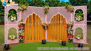 กรอบเลเซอร์คัทสีสันสดใสสำหรับงานแต่งงานแบบอินเดีย ฉากหลังลายโมร็อกโกแบบล่าสุด แผงฉากหลังสีสันสดใสสำหรับงานซันเกต ตกแต่งเวทีในสหราชอาณาจักร - Product Image 5