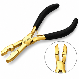 Pince à capsules ZetomedPro 4 mm en acier inoxydable plaqué or, outil d'extension capillaire avec poignée ergonomique noire - Product Image 1
