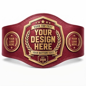 Ceinture de championnat de lutte personnalisée en cuir noir avec plaque métallique plaquée or et espace pour logo, ceinture de championnat personnalisée, sur mesure - Product Image 2