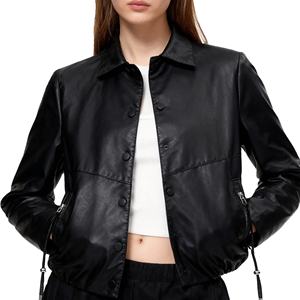 Blouson Bomber en Cuir Véritable Écologique pour Femme, Coupe Ample Décontractée, Style Vintage, Printemps Hiver - Product Image 2