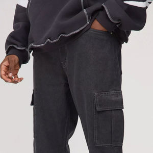 <b>Men's</b> Cargo Pants Cotton Denim Loose Fit Mid Waist Solid Color Casual Autumn Style - Product Image 4