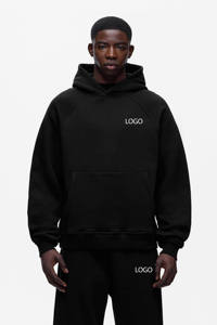 Ensemble survêtement homme noir uni avec logo personnalisé, sweat à capuche et pantalon de jogging assorti, OEM ODM, vente en gros de vêtements - Product Image 6