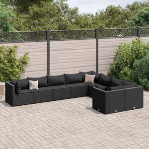 Ensemble de canapés de patio noirs pour la collection de meubles de jardin d'extérieur - Product Image 1