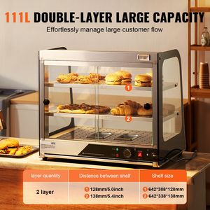 Scaldavivande Commerciale a 2 Livelli 850W con Vetro Temperato, Riscaldamento a Vapore, Controllo Manuale della Temperatura 86-185°F - Product Image 3