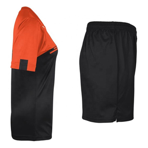 Mens Custom Soccer Jersey Orange Black Striped Sublimated Short Sleeve Moisture Wicking <b>Athletic</b> Fit Football Team Kit - Product Image 2