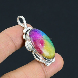 Colgante 92,5 collar de cadena Chapado en plata colgante de cristal hecho a mano Boho joyería regalo para ella para mamá Venta de Navidad - Product Image 4