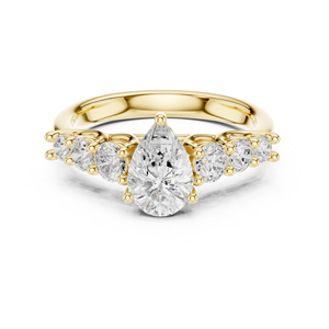 Anillo de Compromiso de Oro Amarillo con Tres Diamantes en Forma de Pera para Mujer, Elegante Joyería Nupcial para Boda - Product Image 1