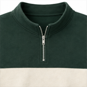 Sudadera Corta Moderna para Mujer Forest Olive, Personalizable, de Dos Tonos, en Algodón Orgánico, con Cierre de Media Cremallera, WHZCROP-0006 - Product Image 5