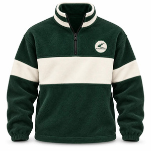 Plain Dyed Embroidered <b>Men</b> Polar <b>Fleece</b> Jacket Polyester Cotton 240 Grams Full Zip Crew Neck <b>Navy</b> Casual Custom Logo - Product Image 2