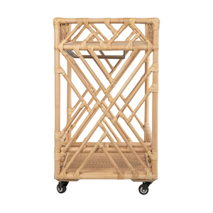 Rattan 2-Tier <b>Bar</b> Serving Cart on Lockable Wheels - Product Image 2