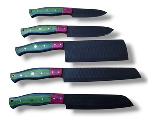 Ensemble de couteaux de chef en acier inoxydable Nordic Forge, cinq pièces, manches en bois Pakka, fabrication artisanale OEM personnalisée, ensemble de couteaux de cuisine avec sac de transport - Product Image 2