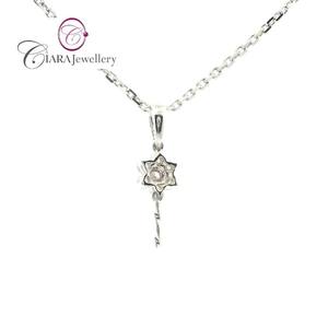Pendentif en or blanc massif 18 carats AU750 avec breloque en diamant naturel et perle pour occasions de cadeaux - Product Image 3