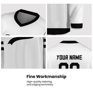 Maillots de hockey personnalisés unisexes blancs toutes saisons, impression par sublimation, qualité professionnelle, épaules tombantes, manches longues, respirants, séchage rapide - Product Image 3