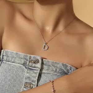 VVS-VS Clarity IGI Certified Elegant Design <b>D</b> Alphabet Labgrown CVD Diamond Pendant with <b>D</b>-E Color White Gold Solitaire <b>Necklace</b> - Product Image 5