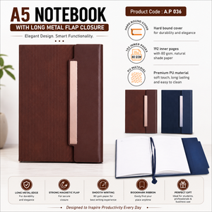 Carnet en cuir A5, bloc-notes relié rigide avec fermeture à rabat en métal, papier d'écriture 80 g/m², pour le bureau, cadeau - Product Image 4