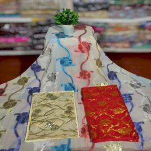 Tissu jacquard Fransawi Dirac somalien traditionnel 100 % soie viscose pour robes de mariée femmes et filles - Résistant aux taches et respirant - Product Image 1