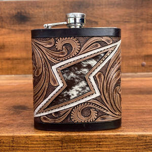 Nouveau OEM 8oz en acier inoxydable usiné à la main flacons de hanche en cuir vente en gros whisky flacon de poche pour l'alcool emballé dans une boîte à usage extérieur - Product Image 2