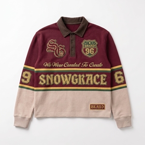 Snowgrace Full Sleeve Striped Baseball Jersey Embroidered Logo Turn-down Collar Regular Fit Men's Apparel - Product Image 1