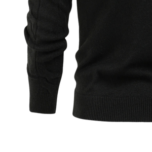 Men's Black Cable Knit Half Zip Stand Collar Sweater Long Sleeve Pullover <b>Warm</b> Casual <b>Jumper</b> for Autumn Winter - Product Image 4