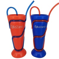 Gobelets en plastique PE amusants et écologiques de 500 ml pour fêtes, avec paille en PETG intégrée, logo sérigraphié, modèle léger PT500