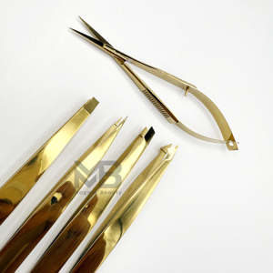 Muestra Disponible, Pinzas para Cejas de Acero Inoxidable Duraderas de Alta Calidad, Pinzas Personalizadas con Punta Dorada - Product Image 6