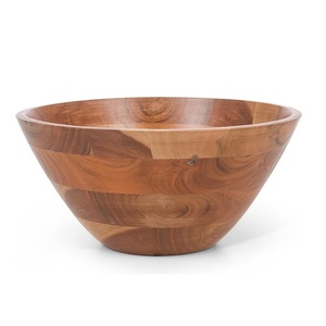 Bol de service en bois d'acacia de forme personnalisée, fait main, écologique, pour salade et fruits, vaisselle décorative - Product Image 2
