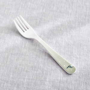 Cute White Plastic Fork With Bird Design Matte Finish Children's Flatware - Product Image 1
