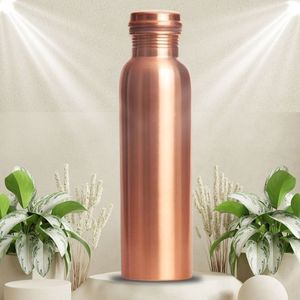 Bouteille d'eau en cuivre martelé artisanal avec bouchon anti-fuite pour l'hydratation quotidienne, les voyages, le bureau et le yoga - Product Image 4