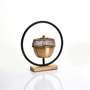 Decorative Metal <b>Bakhoor</b> Incense Burner on Stand with Wooden Base Luxury <b>Oud</b> Burner for Home Hotel Majlis Decor - Product Image 5