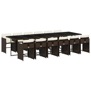 Set da Pranzo da Giardino in Rattan Marrone, 12 Pezzi, Arredamento da Esterno Resistente alle Intemperie, Design Contemporaneo - Product Image 2