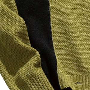 Pull en tricot à blocs de couleur pour homme, manches longues, col rond, anti-boulochage, polyester et coton, vêtements décontractés d'hiver - Product Image 5