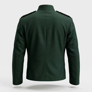 Chaqueta Doble Verde Bosque para Hombre, Estilo Montrose, Cordón Negro en el Hombro, Botones Plateados con Diseño de Pirámide, Atuendo para Gala Highland - Product Image 4