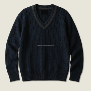 Nouveau pull jacquard en maille acrylique à col en V pour homme, avec logo personnalisé, style universitaire, pour l'hiver - Product Image 4