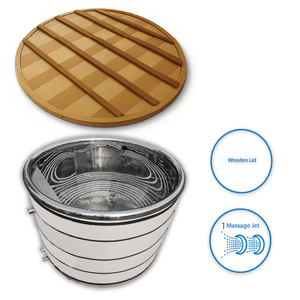 อ่างสปาร้อนสแตนเลส304ขนาดเส้นผ่านศูนย์กลาง180องศาสุดหรูสำหรับวิลล่ากลางแจ้งและโรงแรมรีสอร์ทบริการนวดและฝาไม้ - Product Image 1